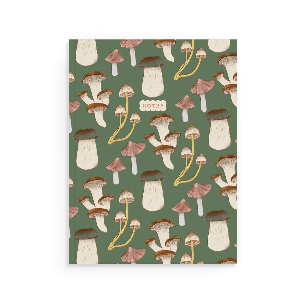 Green Mushroom Pattern Softcover Notebook - Freshie & Zero Studio Shop