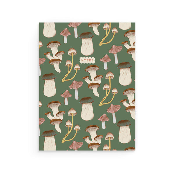 Green Mushroom Pattern Softcover Notebook - Freshie & Zero Studio Shop