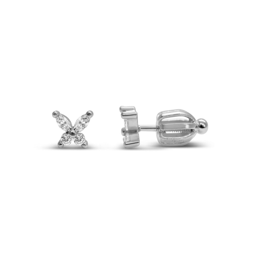 Tweens + Teens Earrings: Tiny Silver Butterfly Studs - Freshie & Zero Studio Shop