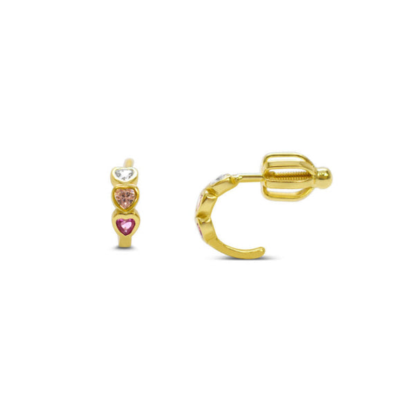 Tweens + Teens Earrings: Gold Half Hoop Ombre Heart - Freshie & Zero Studio Shop