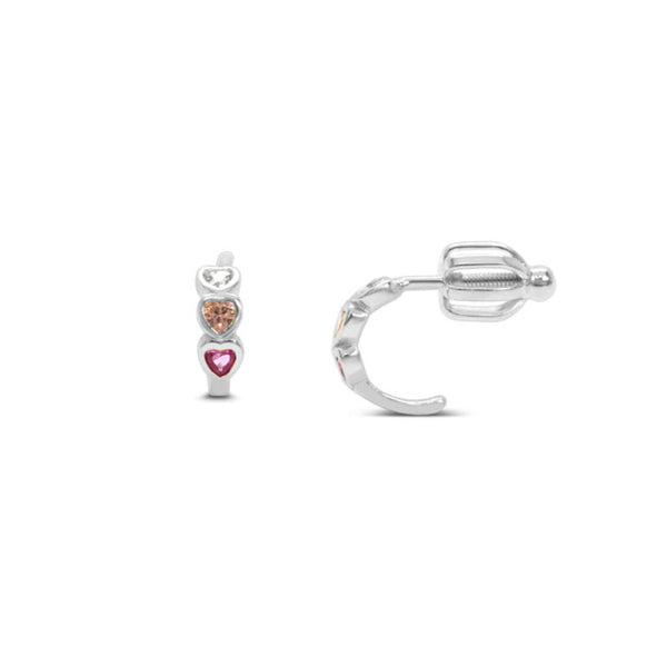 Tweens + Teens Earrings: Silver Half Hoop Ombre Heart - Freshie & Zero Studio Shop