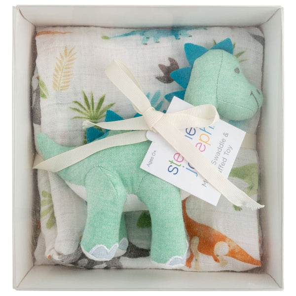 Baby Blanket And Stuffed Animal - Dino - Freshie & Zero Studio Shop