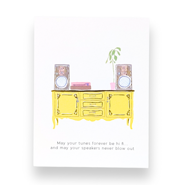 May Your Tunes Forever Be Hi Fi Greeting Card - Freshie & Zero Studio Shop