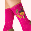 Ladies' Socks - Happy Acorn, Bright Pink Fuschia - Freshie & Zero Studio Shop