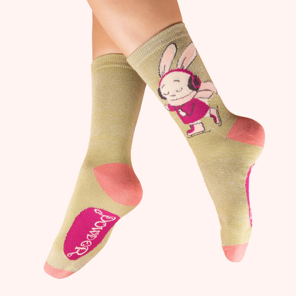 Glitter Socks - Skating Bunny - Freshie & Zero Studio Shop