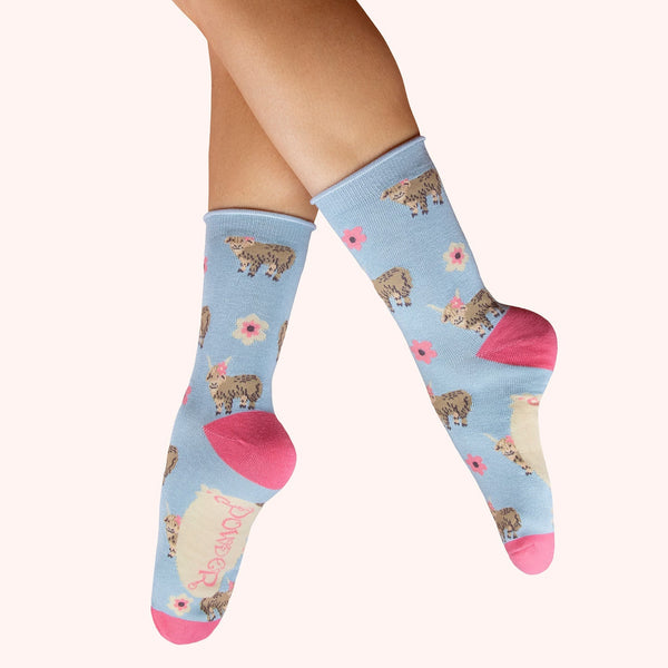 Highland Cow Ladies' Socks by Powder - Freshie & Zero Studio Shop