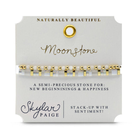 Healing Moonstone bracelet set by Stia Couture, featuring polished moonstone beads and adjustable cord bracelets.