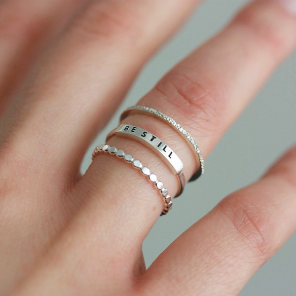 Loved: Stamped Silver Ring by Christina Kober - Freshie & Zero Studio Shop