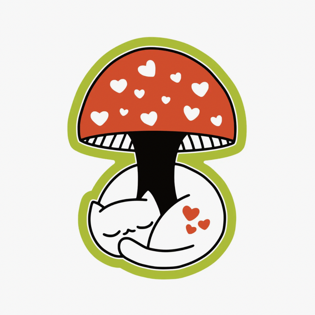 Mushroom Kitty Vinyl Sticker - Freshie & Zero Studio Shop