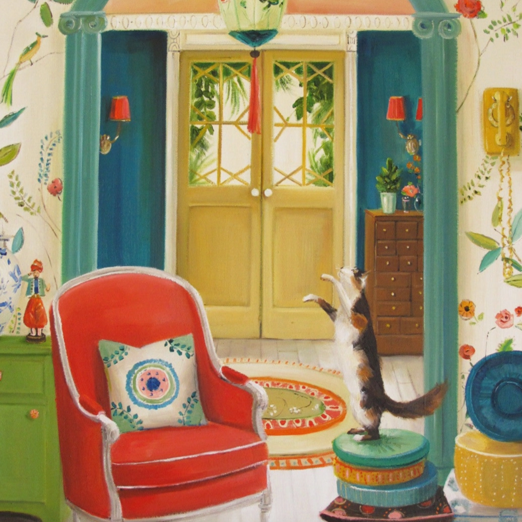 Janet Hill Art Print: Gypsy Cat Tassel 12"x16" - Freshie & Zero Studio Shop