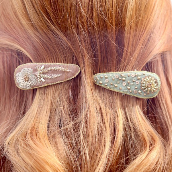 Embroidered Hair Clips by Powder Design - Set of 2 - Freshie & Zero Studio Shop