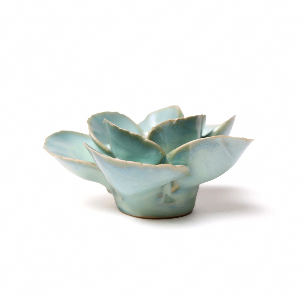 Ceramic Bloom: Light Teal Lotus - Freshie & Zero Studio Shop