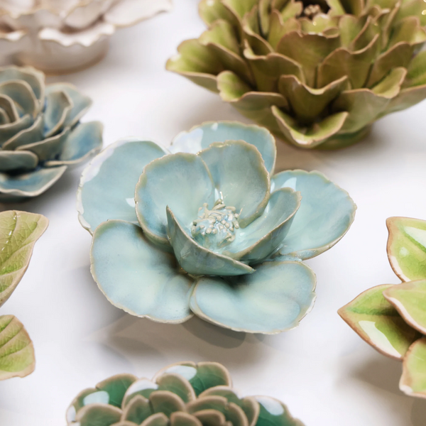 Ceramic Bloom: Light Teal Lotus - Freshie & Zero Studio Shop