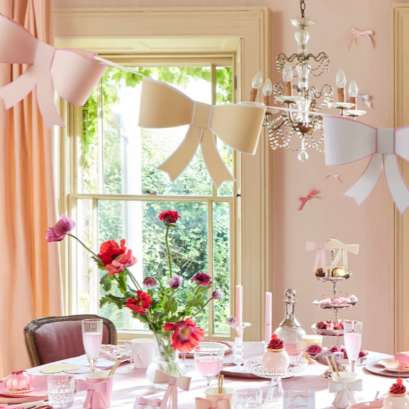 Coquette Pink Bows Party Garland - Freshie & Zero Studio Shop