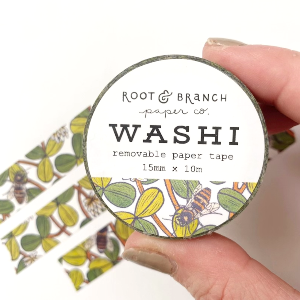 Root & Branch Washi Tape: White Clover - Freshie & Zero Studio Shop