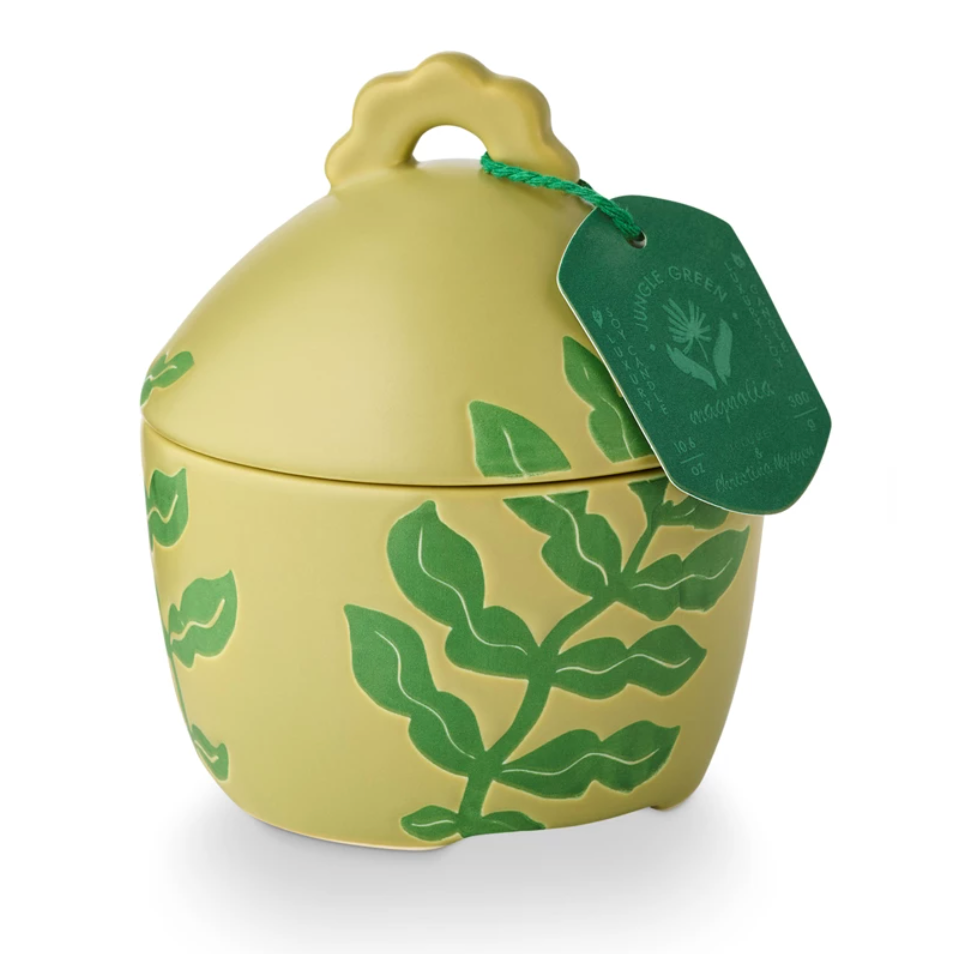 Jungle Green Magnolia Lidded Ceramic - Freshie & Zero Studio Shop
