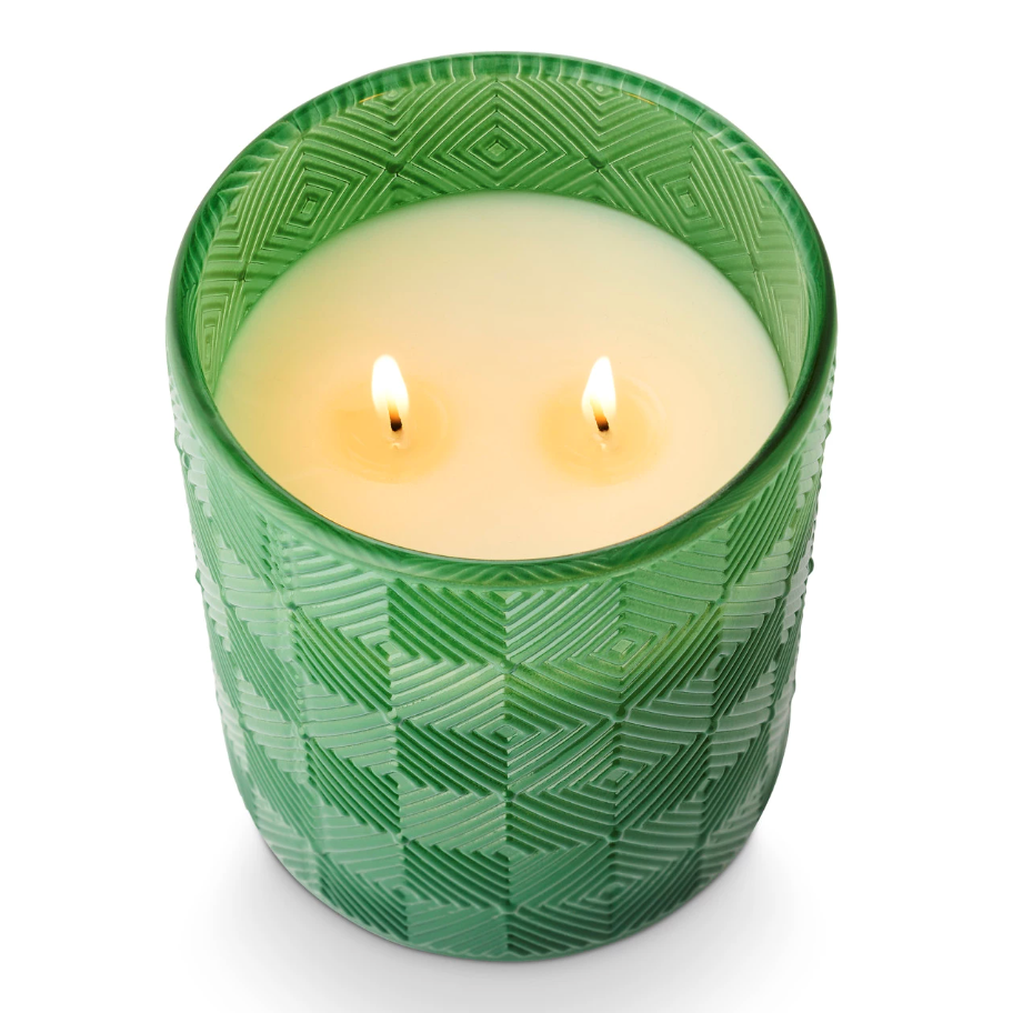 Jungle Green Magnolia Textured Glass Candle - Freshie & Zero Studio Shop