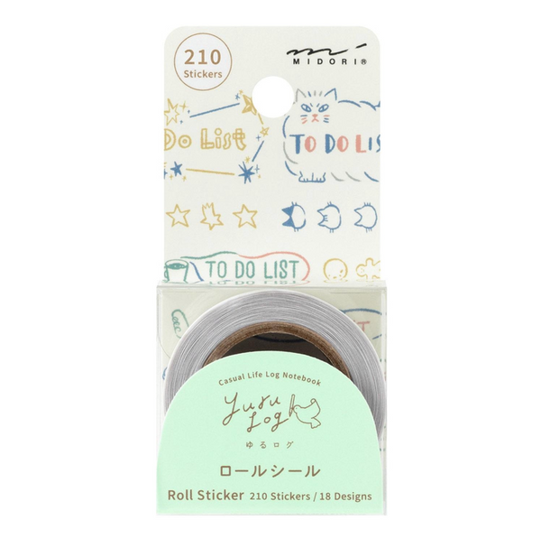 Roll of stickers with 'To Do List' design and Midori Yuru Log branding on a white background