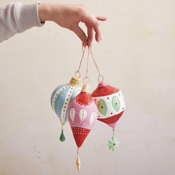 Handmade Paper Mache Teardrop Ornament - Freshie & Zero Studio Shop