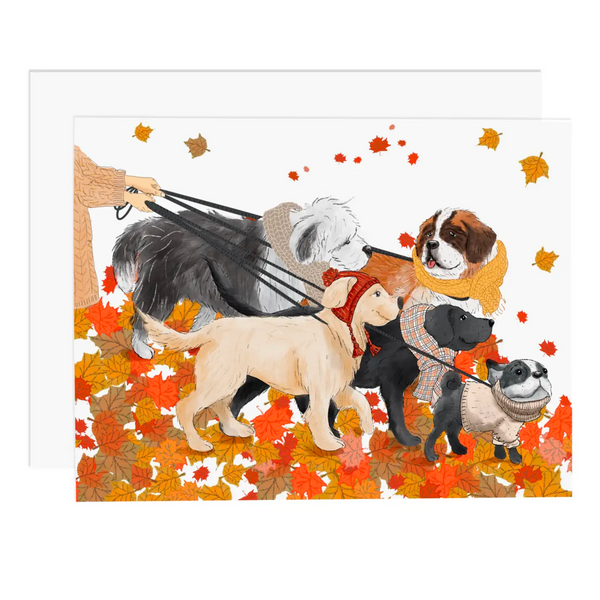 Fall Dog Walk Greeting Card - Freshie & Zero Studio Shop