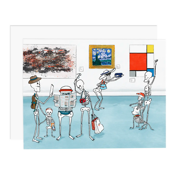 Skeletons visiting an Art Museum Greeting Card - Freshie & Zero Studio Shop