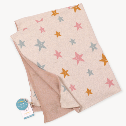 Organic Cotton Sweater Knit Reversible Baby Blanket: Stars - Freshie & Zero Studio Shop