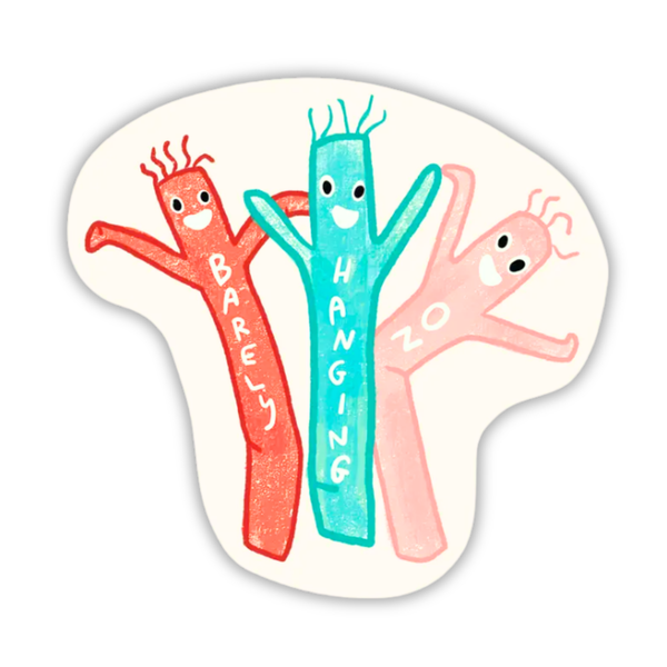 Barely hanging on wind dancer sticker by Ghost Academy featuring a dynamic wind dancer figure on a clear background.