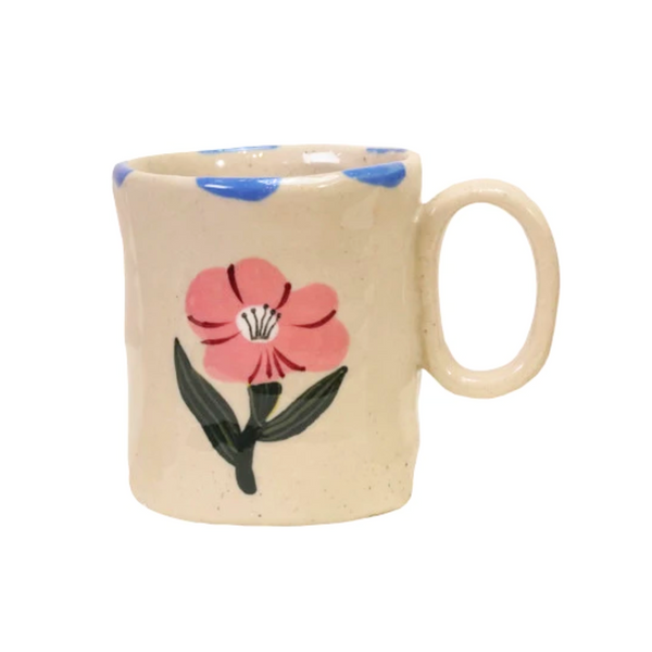 Hand-Painted Stoneware Floral Espresso Mug - Freshie & Zero Studio Shop