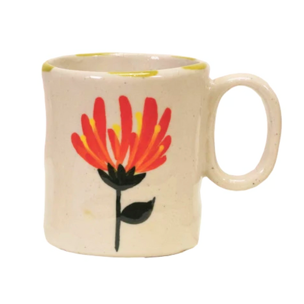 Hand-Painted Stoneware Floral Espresso Mug - Freshie & Zero Studio Shop