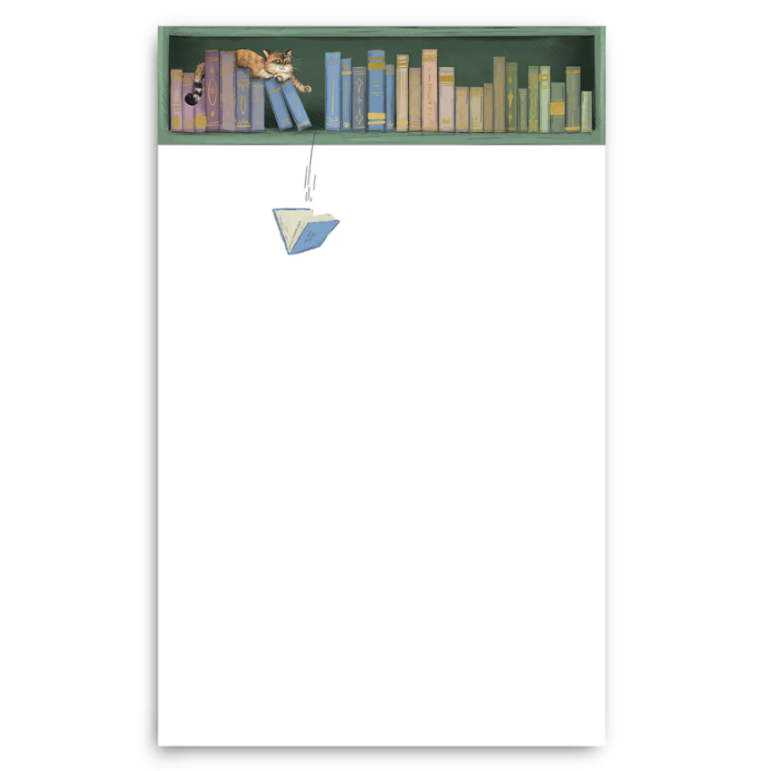 Sneaky Bookshelf Cat Large Notepad - Freshie & Zero Studio Shop