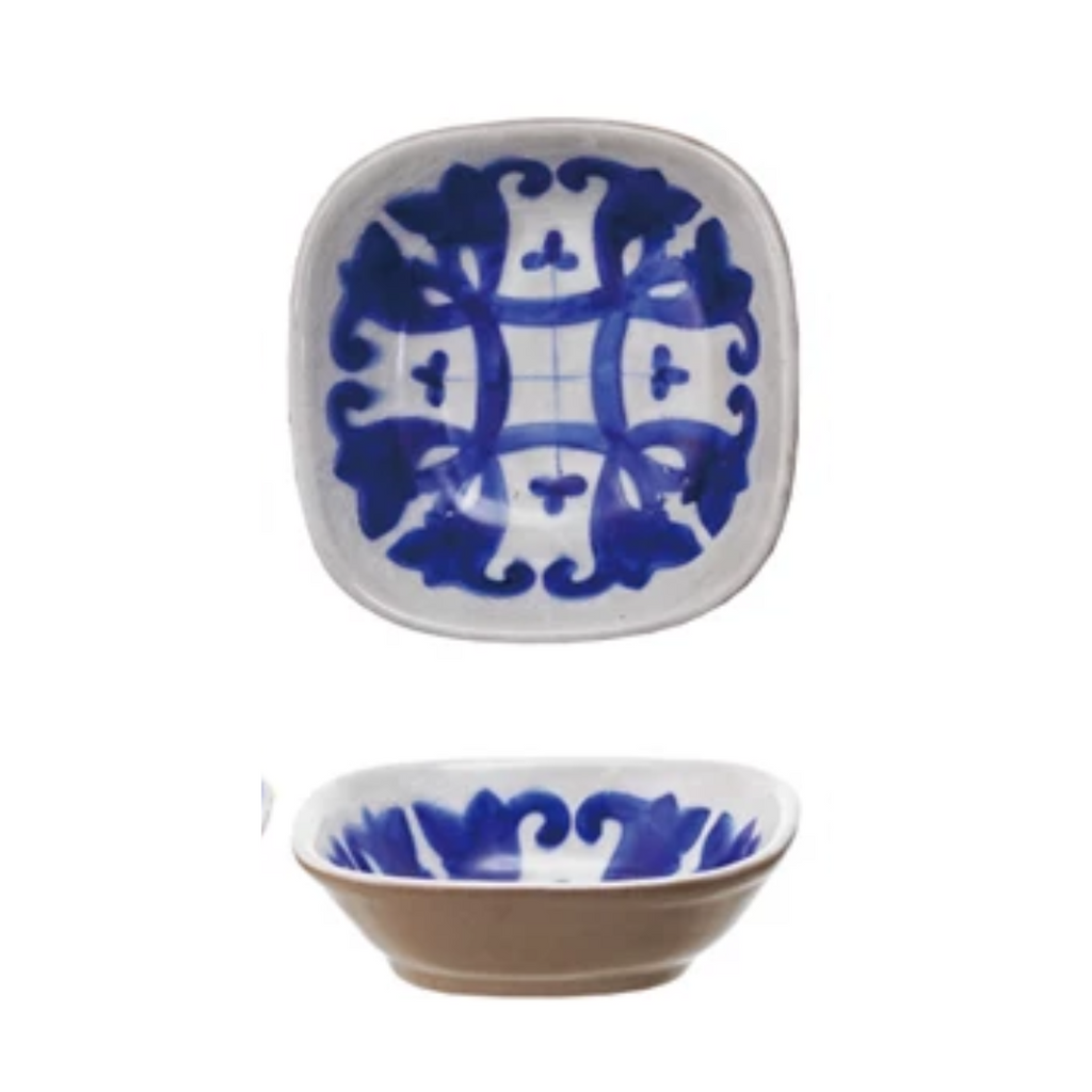 Hand Painted Square Stoneware Bowl - Freshie & Zero Studio Shop