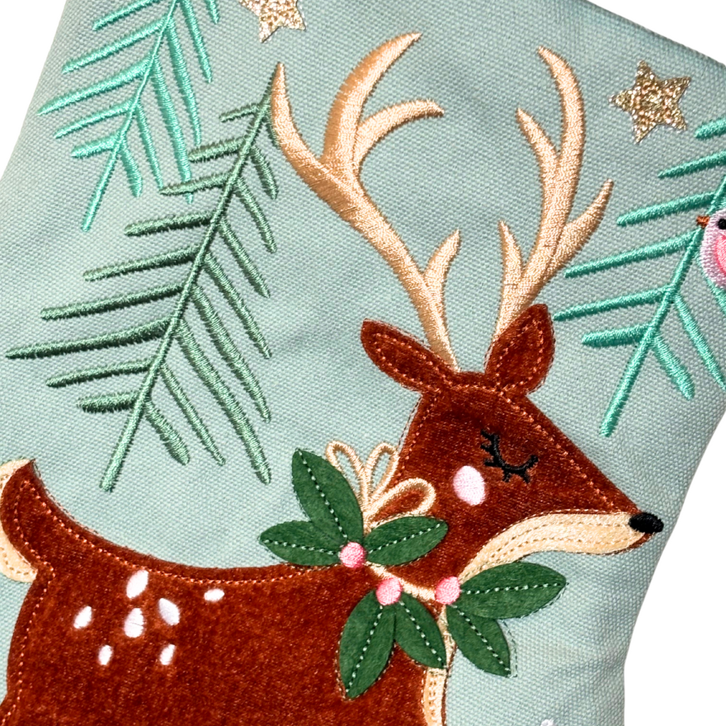 Reindeer and Mushroom Christmas Stocking - Freshie & Zero Studio Shop