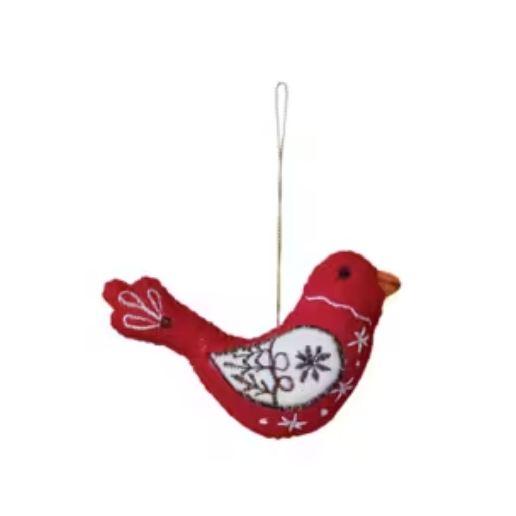 Embroidered Felt Festive Bird Ornaments - Freshie & Zero Studio Shop