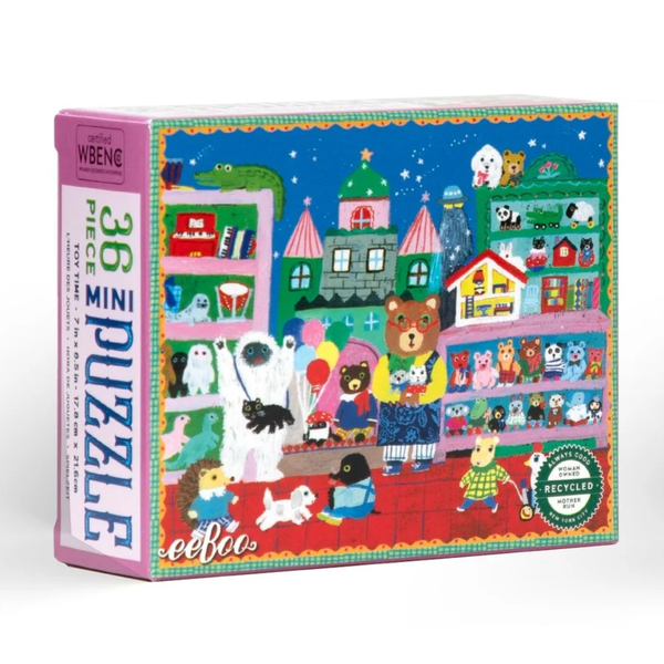 Colorful 36-piece Yumi's Mini Puzzle by eeboo featuring a vibrant, detailed design suitable for children and puzzle enthusiasts.