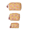 Goldenrod and Pink Floral Cotton Voile Quilted Zip Pouch - Freshie & Zero Studio Shop