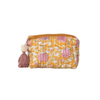 Goldenrod and Pink Floral Cotton Voile Quilted Zip Pouch - Freshie & Zero Studio Shop