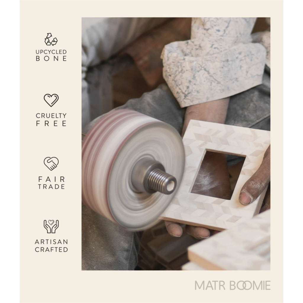 Ivory Carved Bone, Brass Inlay 3x3 Picture Frame - Freshie & Zero Studio Shop