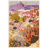 Vertical mountain cactus print by Caroline Clark, featuring a desert landscape with towering cacti and mountains