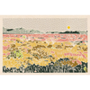 New Mexico desert landscape art print by Caroline Clark featuring warm desert scenery and open sky