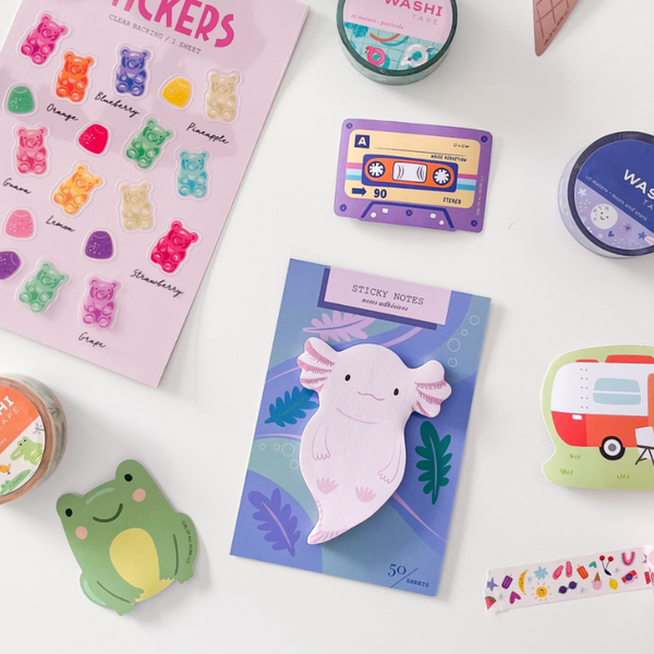 Axolotl Die Cut Sticky Notes - Freshie & Zero Studio Shop