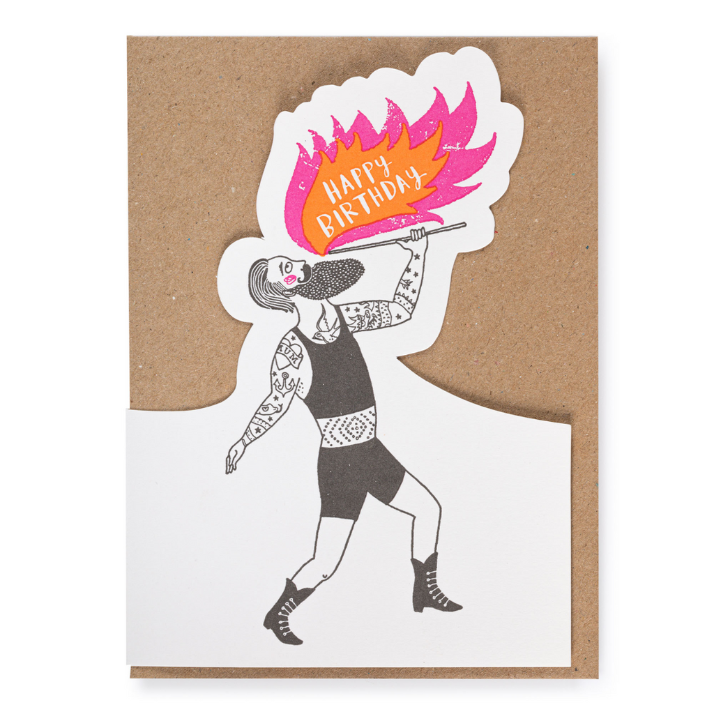 Fire Breather Letterpress Birthday Card - Freshie & Zero Studio Shop