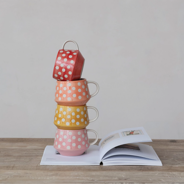 Hand-Painted Stoneware Polka Dot Mug - Freshie & Zero Studio Shop