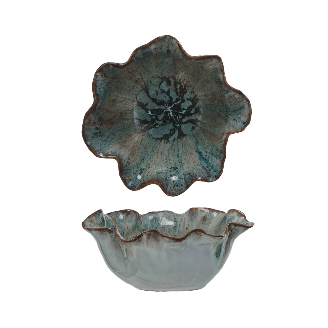 Ocean Blue Ruffled Stoneware Bowl– Freshie & Zero