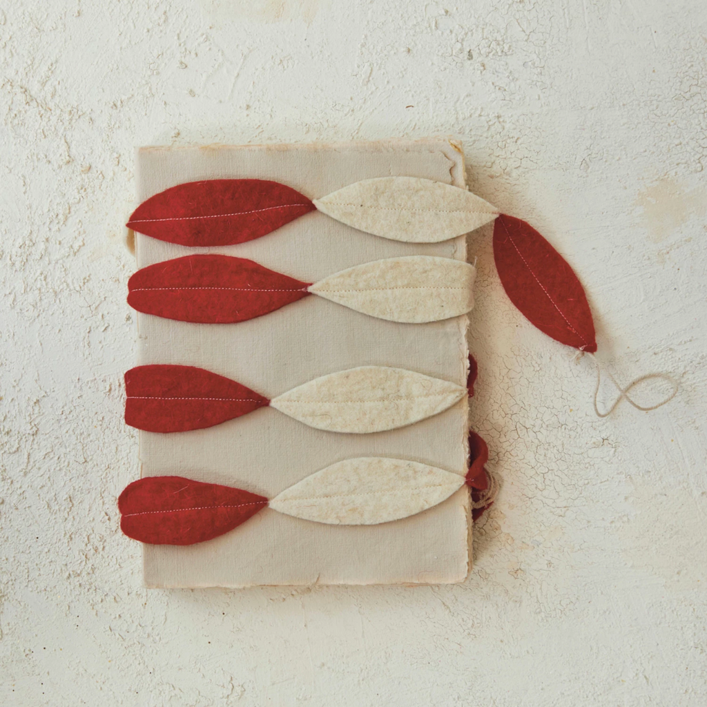 Handmade Wool Felt Holiday Garland - Red and Cream - Freshie & Zero Studio Shop