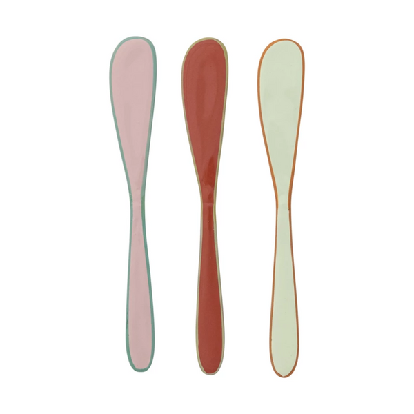 Mint, Rust, and Pink Enamel Canape Knife | Short - Freshie & Zero Studio Shop