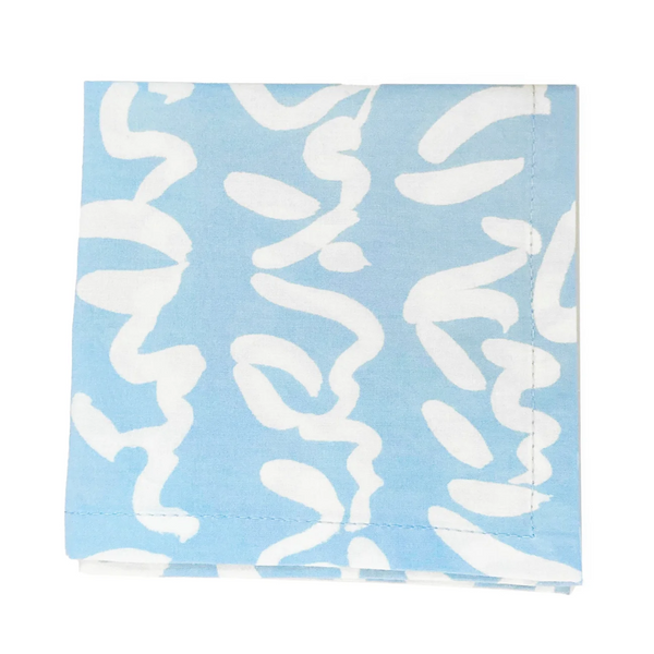 Powder Blue Abstract Cocktail Napkins - Set of 4 - Freshie & Zero Studio Shop