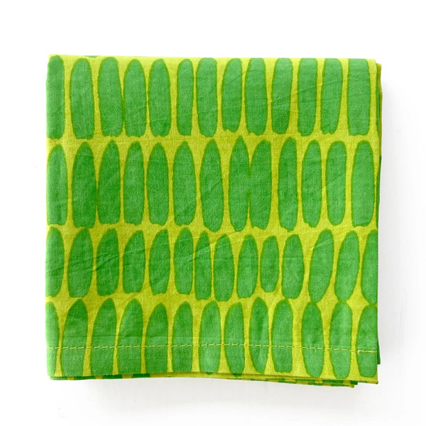 Green Dashes Cocktail Napkins - Set of 4 - Freshie & Zero Studio Shop