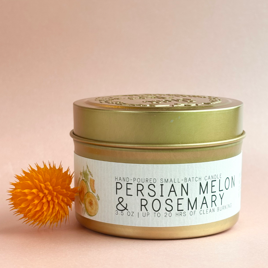 Persian Melon & Rosemary 3.5oz Tin Just Bee Candle - Freshie & Zero Studio Shop