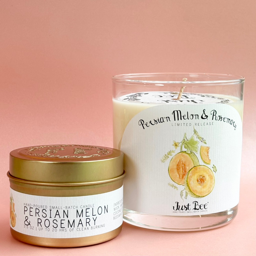 Persian Melon & Rosemary 3.5oz Tin Just Bee Candle - Freshie & Zero Studio Shop