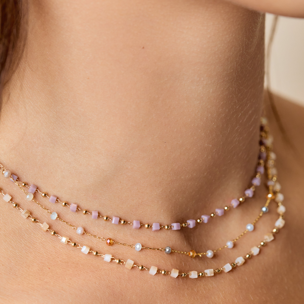 Ivy Square Lilac Beaded Short Necklace - Freshie & Zero Studio Shop